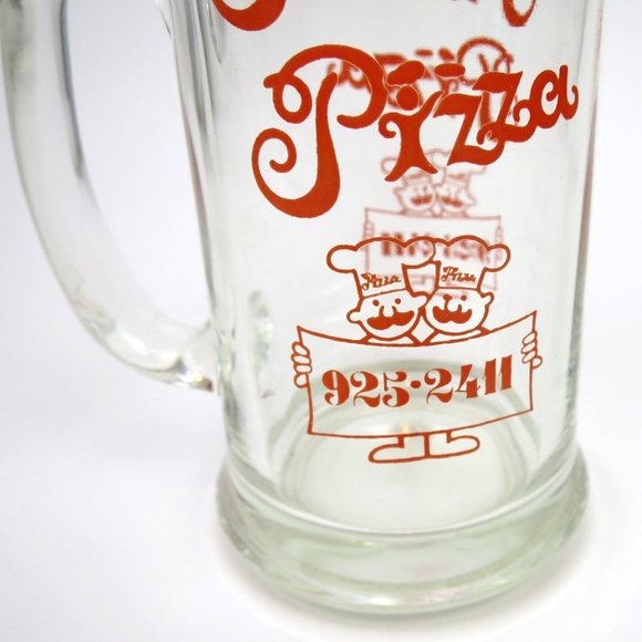 Vintage 80s Pizza Pizza Glass Mug - Picture 2 of 7